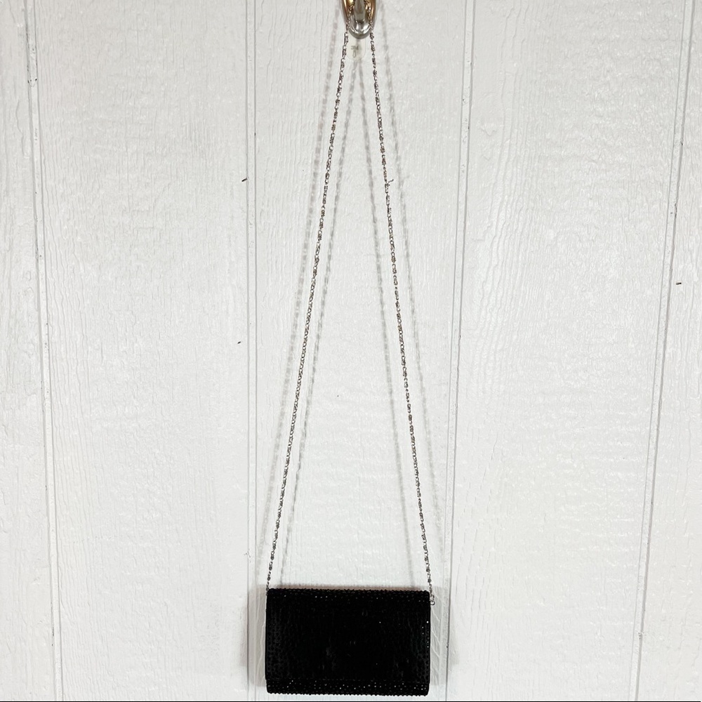 Vintage Rhinestone Black Formal Crossbody Cross Body Purse Bag